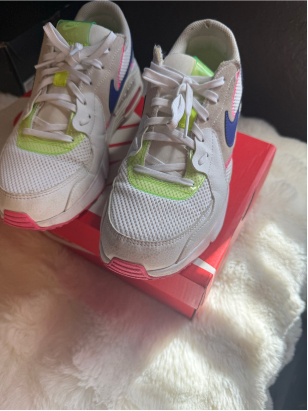 Preowned, Nike Women’s Air Max Excee 🤍 White Pink Indigo, size 9.5